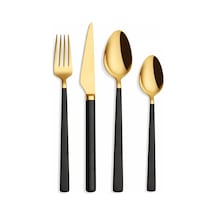 Arsel Alize Gold Black Siyah 24 Parça Çatal Kaşık Bıçak Seti Kutulu 304 Kalite Paslanmaz Çelik Gümüş