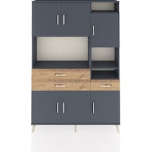 Arges Dolap 10 Raflı 3 Çekmeceli 6 Kapaklı 132x30x195 Antrasit-antrasit/çam Antrasıt/atlas Çam