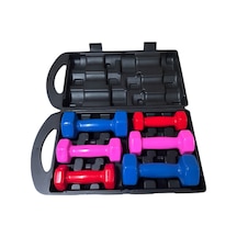 10 Kg Vinly Kaplı Dipping Dumbbell Set Kadınlar İçin Çantalı Dambıl Set 1 Kg, 1,5 Kg, 2,5 Kg