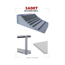3 Adet Galvaniz Çelik Raf Tablası - Depo, Arşiv, Kiler, Dosya, Market Rafı 43x60 Cm-0.70 Mm Gri