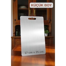 Gkd Üst Kalite Kalın Paslanmaz Çelik Kesme Tahtası 16x25 Cm Küçük Boy Metalik