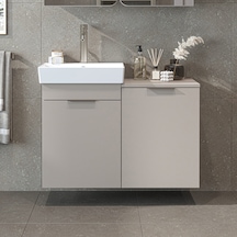Dubai Kapaklı Ve Sepetli 92.2 Cm Mdflam Banyo Dolabı, Lavabolu Banyo Alt Dolabı Kumtaşı