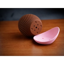 Bezos 3d Baskı Küre Saksı - Kafes Dokulu İki Parçalı Dekoratif Saksı - Kahverengi-pembe Pro Standart