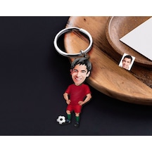Bk Gift Kişiye Özel Futbolcu Karikatürlü Ahşap Anahtarlık-12 Sevgiliye Hediye, Arkadaşa Hediye, Doğum Günü Hediyesi