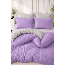 More Home  Çift Kişilik Yorgan Kılıfı + Yastık Kılıfı Lila Gri
