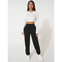 Kadın Siyah Oversize Eşofman Altı - Unisex Siyah