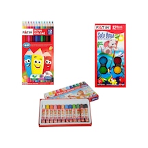 Fatih Kuru Boya Pastel Boya Sulu Boya 3'lü Boyama Seti