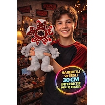 Stranger Things Demogorgon Elektronik Pelüş 30 Cm Sesli Açılan Ağızlı Lisanslı Oyuncak Gri