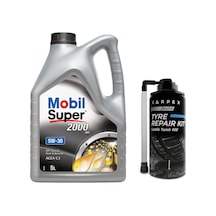 Mobil Super 2000 XE 5W-30 DPF Motor Yağı 5 L +  Lastik Tamir Kiti 300 ML