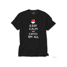 Pokemon Keep Calm Siyah Tişört Siyah