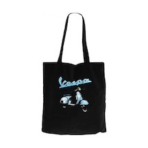 Vespa Vintage Siyah Kanvas Bez Çanta Siyah