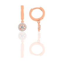 Gümüş Zirkon Taşlı Elmas Montürlü Küpe Barcode Gold - Rose Gold - Rodyum