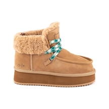 Guja 24k400-1 Bilek Boy Kürklü Hafif Deri Kadın Bot Camel