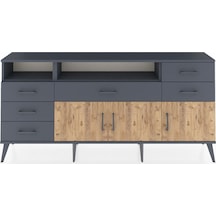 Arges Konsol 3 Raflı 6 Çekmeceli 3 Kapaklı 176x30x83 Antrasit-çam/antrasit Çam/antrasit