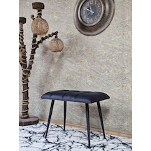 Zafir Siyah Sivriltmel Ayaklı 60 Cm Puf Bench - Puf - Bench - Oturak - Mutfak Oturağı - Antre Oturağı Füme