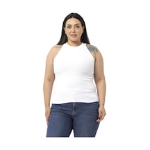 Disentis Büyük Beden Halter Yaka Yarım Balıkçı Fitilli Kaşkorse Beyaz Body-beyaz Beyaz