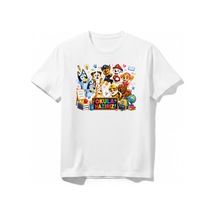 Urbantrendstore Bluey Ve Paw Patrol Okula Hazırız Özel Tasarım Unisex Kız Çocuk Erkek Çocuk Bisiklet Yuvarlak Yaka Basic Kısa Kollu %100 Pamuk Tişört Beyaz