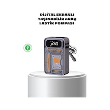 Taşınabilir Kablosuz Hava Pompası 150 Psı Güçlü Basınç Ve 6000mah Şarjlı Gri