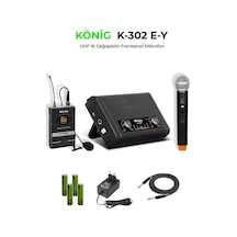 König K-302ey Kablosuz Mikrofon El + Yaka Uhf Çift Kanal - 8697314964129