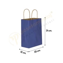 Lacivert Kraft Çanta Orta Boy 25x12x31 Cm 25 Adet