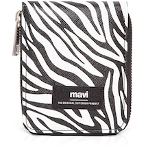 Mavi - Zebra Baskılı Fermuarlı Siyah Cüzdan 1911841-900