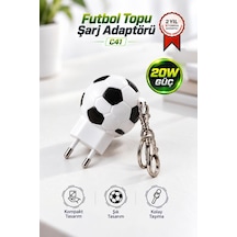 Torima Şarj Adaptörü Futbol Topu Görünümlü Anahtarlıklı 20w Hızlı Şarj Cihazı C41 Beyaz Siyah