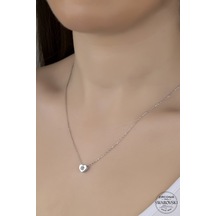 Union Swarovski Zirconia Kadın Minimal Kalp Gümüş Kolye