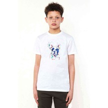 Watercolor Bulldog Baskılı Unisex Çocuk Beyaz T-Shirt