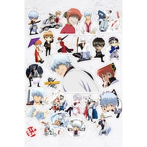 Gintama Anime Telefon Laptop Bullet Journal Sticker Paketi 25 Adet Çok Renkli