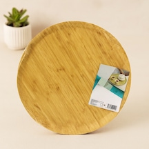 38 Cm Yuvarlak Bambu Servis Tepsisi Sunum Tahtası Çok Renkli