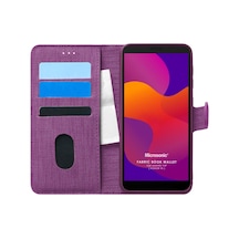 Huawei Honor 9s İçin Kılıf Fabric Book Wallet Mor Honor 9s İle Uyumlu Kılıf - Mor
