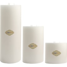 3 Lu Set Beyaz Büyük Mum Çap : 15 Cm Beyaz