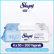 Sleepy Aquacare H2o Yenidoğan Islak Bebek Havlusu 4x50 4'lü Set