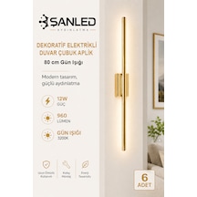 Dekoratif 12w İç Mekan Gold Kasa Gün Işığı 80 Cm Duvar Aplik Elektrikli 6 Adet