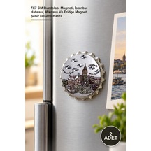 2 Adet İstanbul Temalı Magnet 7x7 Cm Buzdolabı Magneti, İstanbul Hatırası, Mıknatıs Ve Fridge Magnet, Şehir Desenli Hatıra