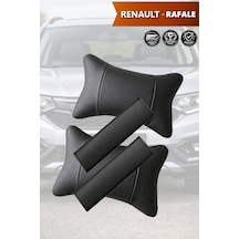 Renault Rafale Uyumlu Lüks Set Deri Yastık Siyah Deri Kemer Koruyucu