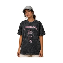 Sevbano Metallica Rock Metal Müzik Grubu Ön Baskılı Unisex Oversize Vinta Siyah