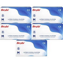 Beybi Lateks Pudralı Muayene Eldiveni M - Medium- Orta 500 Lü Set