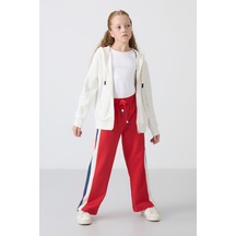 Tommy Life Ekru Pamuklu İçi Tüylü Yumuşak Dokulu Standart Fit Nakışlı Kız Çocuk Sweatshirt - 75149 Ekru