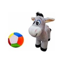 Peluş Kalpli Eşek 28 Cm Ve Peluş Top 12 Cm - 2 Ürün 1 Arada Oyuncak Gri