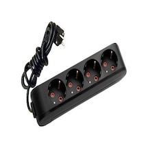 Siyah 4'lü Topraklı Anahtarsız Elektrik Prizi 0.13 M