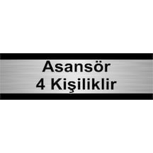 Asansör 4 Kişiliktir 10x20cm Gümüş Renk Metal Yönlendirme Levhası