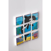 Manyetik Blok Çift Taraflı 9 Parçalı Mıknatıslı Penguen - Köpek Balığı Puzzle - 2 Görsel Yapboz