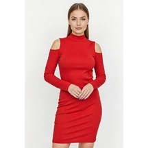 Fantezi Seksi Omuzu Açık Uzun Kollu Mini Elbise Hf101177 Kırmızı