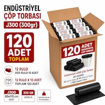 Endüstriyel Jumbo Boy Çöp Torbası 80x110 Cm 12 Rulo - 120 Adet Sızdırmaz Kalın Çöp Poşeti 300gr