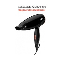By 4102 Fırtına Saç Kurutma Makinesi, 1600w, 2 Hız Kademeli, Katlanabilir Sap, Kompakt Tasarım, Termostat Korumalı, Siyah