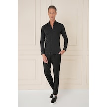 Efor Slim Fit Düğmeli Yaka Esnek Pamuk Klasik Siyah Gömlek Gk 727 Siyah