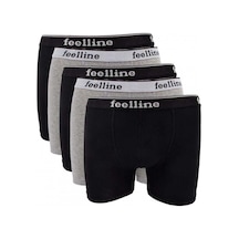 5 Adet Feelline Siyah Ve Gri Pamuklu Doğal Likralı Erkek Boxer M