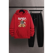 Uyguntarz Unisex Nasabear Baskılı Eşofman Takımı Kırmızı