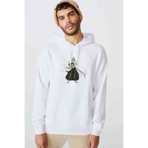 Anime Byakuya Kuchiki Baskılı Beyaz Erkek Örme Kapşonlu Sweat Anime Byakuya Kuchiki Baskılı Beyaz Erkek Örme Kapşonlu Sweat